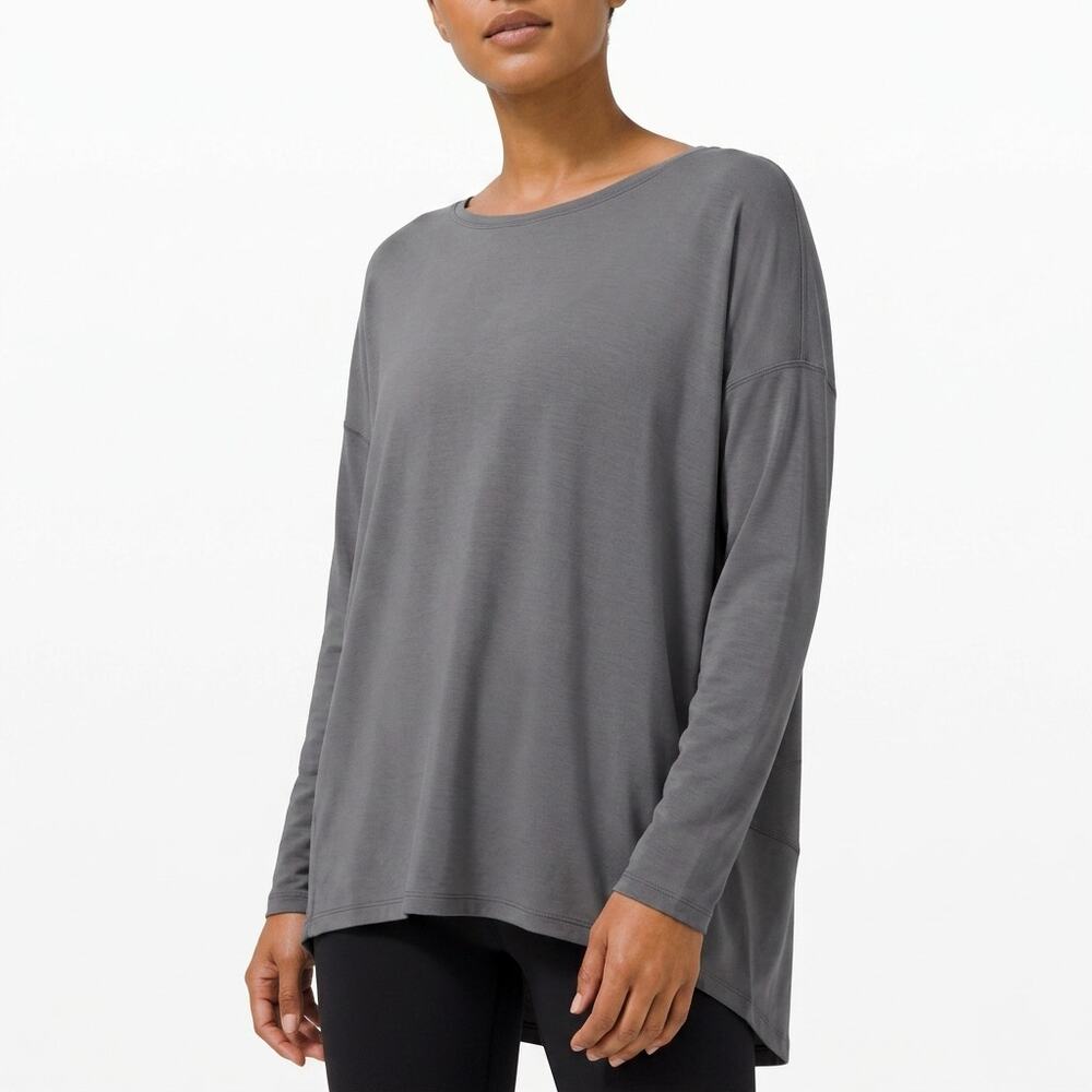 Lululemon Back Dark Relaxed Fit Boat Neck Top Women Knit See Measurements